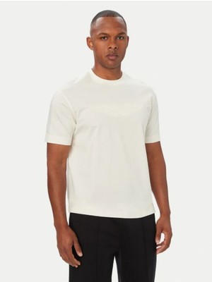 Boss Erkek Bisiklet Yakalı Ekstra Yumuşak Pamuklu Logo Işlemeli Kısa Kollu Ekru Polo Yaka T-Shirt 50565042-118