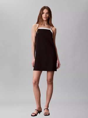 Calvin Klein Kadın Normal Kalıp Askılı Mini Siyah Elbise LV047G233G-UB1