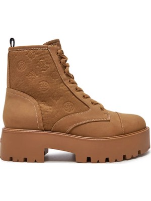 Guess Kadın Kumaş Desenli Bağcıklı Kahverengi Bot Fltslr LEM10-BROWN