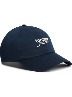 Tommy Hilfiger Kadın Saf Pamuklu Dimi Kumaş Havalandırma Detaylı Ayarlanabilir Tokalı Lacivert Şapka AW0AW18358-C1G