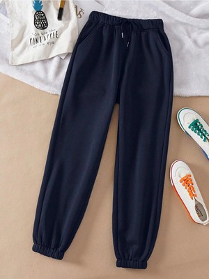 Tarzsokak Essnce Solid Drawstring Waist Thermal Lined 4 Mevsim Eşofman