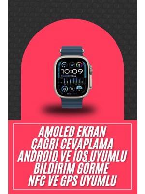 49MM Akıllı Saat Amoled Ekranlı Kadın Erkek Kol Saati Plastik Kordon