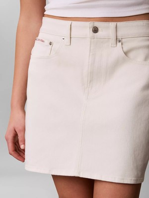 Calvin Klein Kadın Normal Bel Mini Kot Beyaz Etek LV047G634G-YAS