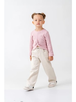 Noble Kids Kız Çocuk Jakarlı Örme Kumaş Sweatshirt Pembe