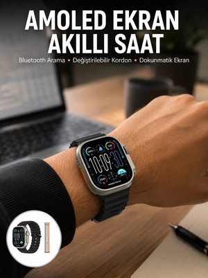 49MM Akıllı Saat Amoled Ekranlı Kadın Erkek Kol Saati Plastik Kordon Yeni Nesil