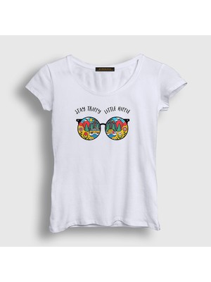 Presmono Kadın Beyaz Camper Kamp T-Shirt