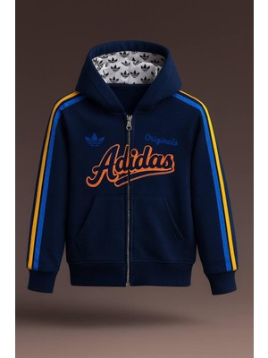 Noble Kids Erkek Çocuk Fermuarlı Kapüşonlu Sweatshirt Lacivert
