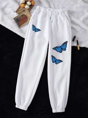 Tarzsokak Butterfly Print Drawstring Waist 4 Mevsim Eşofman