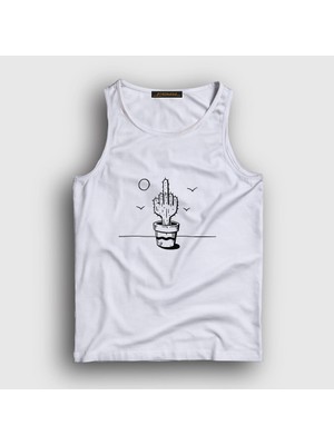 Presmono Unisex Beyaz Cactus Hand Kaktüs Atlet