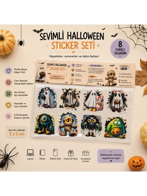 Tişört Kodu Sevimli Cadılar Bayramı Sticker Seti – Parlak Vinil