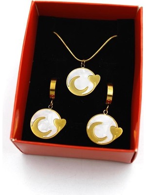 Hilal Kalp Set Kolye - Altın