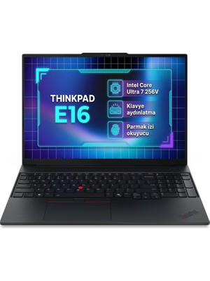 Lenovo Thinkpad E16 Gen 3 Intel Core Ultra 7 256V 16GB 512GB SSD 16" Wuxga Freedos Laptop, Notebook 22AY0037TX