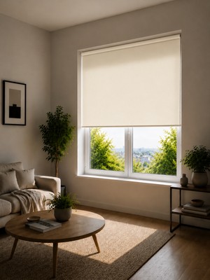 Auralight Blackout Mat Stor Perde, Işık Geçirmez Karartma Stor Perde, BL-1002 Ekru Renk
