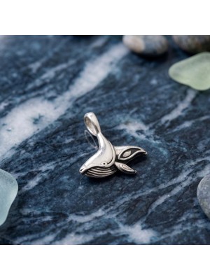 Ebrar Silver Gümüş Balina Kolye Ucu 925 Ayar Gümüş Balina ve Kuyruğu Figürlü Unisex Kolye Ucu