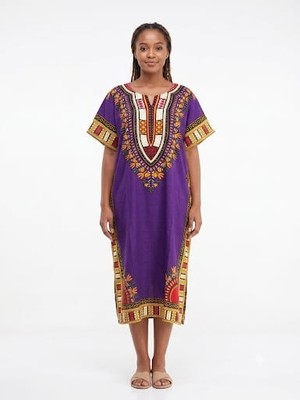 Ata Afrika Desenli Kaftan Elbise, Bol Kesim Dashiki Tunik Elbise, Günlük Etnik Desenli Kaftan Ev Elbisesi, Yazlık Rahat
