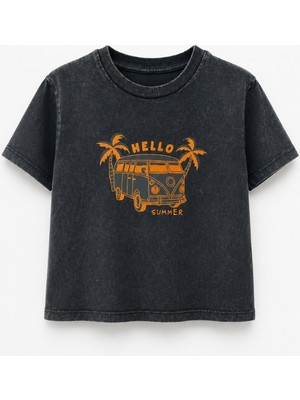 Noble Kids Erkek Çocuk Hello Summer Baskılı Tişört Antrasit