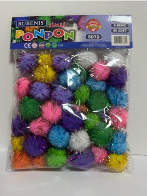 ALK Ponpon 6 Renk 30 mm Metalik Karışık 50’li