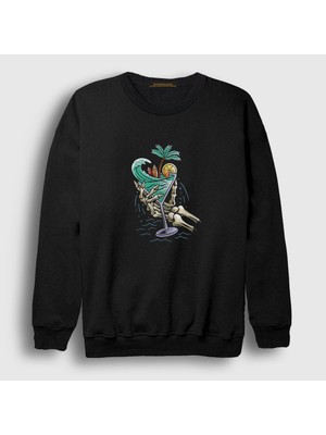 Presmono Unisex Siyah Summer Cocktail Sweatshirt