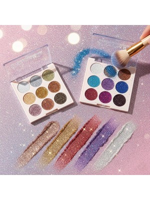 Orden Yaşam 9 Renk Glitter Diamond Far Paleti - 2'li Set