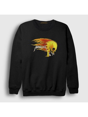 Presmono Unisex Siyah Fire Metallica Sweatshirt