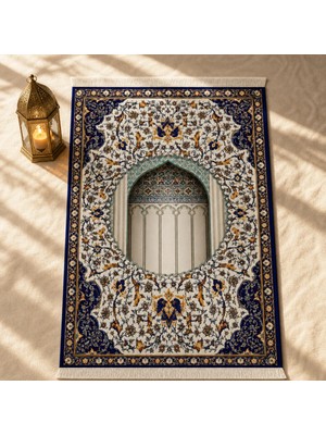 Belirtilmemiş iyico Mihrab Nişi Krem Seccade | Dijital Baskılı Klasik Namaz Halısı