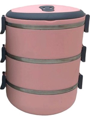 Ett Yemek Termosu Açık Pembe 3lü Sefer Tası Saklama Kabı 1.8lt
