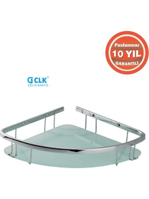 Çelik Banyo Paslanmaz Pirinç Karmina 1’li 22X22 cm Camlı Şampuanlık Süngerlik Köşelik