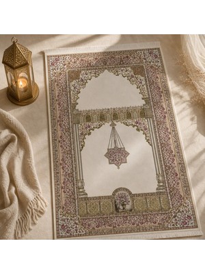 Belirtilmemiş Nazende Mihrab Krem Seccade | Dijital Baskılı Klasik Namaz Halısı