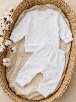 UmBaby Yumuşak Dokulu Yıldız Desenli Bebek Takımı Uzun Kollu Alt- Üst ve Takım
