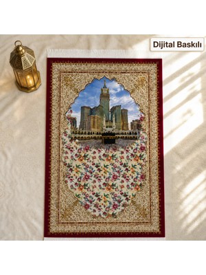 Belirtilmemiş iyico Nakış Bej Seccade | Dijital Baskılı Klasik Ipek Dokuma Namaz Halısı