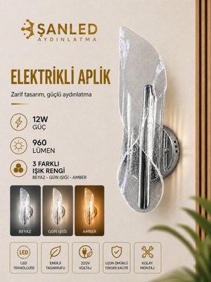 ŞANLED Dekoratif 12W Iç Mekan Krom Kasa 3 Renkli Işık Modern Duvar Aplik Elektrikli