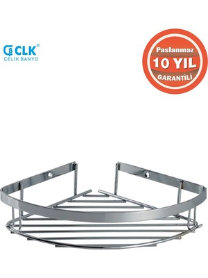 Çelik Banyo Paslanmaz Çelik Zerrin 1’li 19X19 cm Şampuanlık Köşe Süngerlik