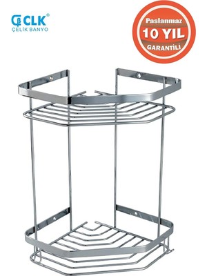 Çelik Banyo Paslanmaz Çelik Erpa 2’li 19X19 cm Şampuanlık Köşe Süngerlik
