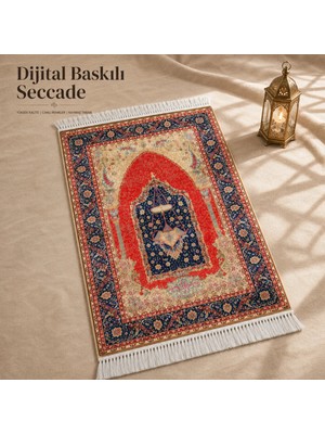 Belirtilmemiş iyico Anadolu Mihrab Kırmızı Seccade | Dijital Baskılı Klasik Namaz Halısı