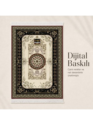 Belirtilmemiş iyico Kâbe Motifli Saray Krem Seccade | Dijital Baskılı Klasik Namaz Halısı