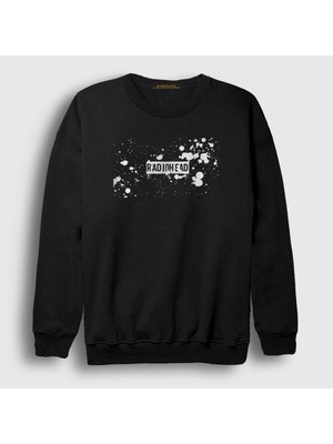 Presmono Unisex Siyah Splatter Radiohead Sweatshirt