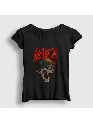 Presmono Kadın Siyah Soldier V2 Slayer T-Shirt