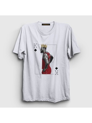 Presmono Unisex Beyaz Crown LeBron James Basketbol T-Shirt