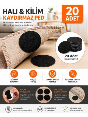 GEEN Halı & Kilim Kaydırmaz Kendinden Yapışkanlı Iz Bırakmaz 20 Adet