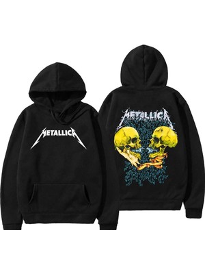 Tarzsokak Metallica Burton Grafik Ön Arka Baskılı Kapşonlu 12730 Siyah