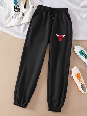 Tarzsokak Unisex Kadın/erkek Bulls Baskılı Özel Renkli Paça Lastik Eşofman Altı Jogger