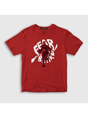 Presmono Unisex Çocuk Kırmızı Fear James Harden Basketbol T-Shirt