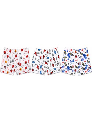 Tutku Çocuk Erkek Elastan Emprime Boxer 3 Lü Set