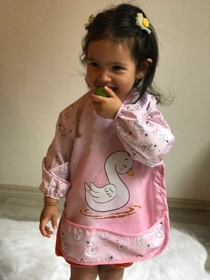 UmBaby Kuğu Sıvı Geçirmez Bebek Mama Önlüğü 6-24 Ay | Blw Beslenme ve Etkilnlik Önlüğü