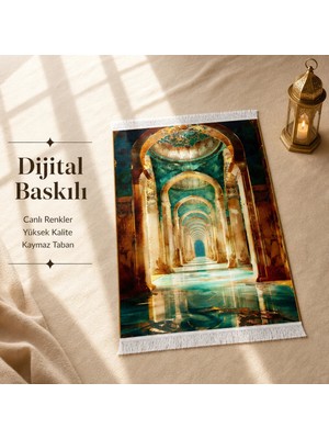 Belirtilmemiş iyico Sonsuz Kemer 3D Mihrab Seccade | Dijital Baskılı Namaz Halısı