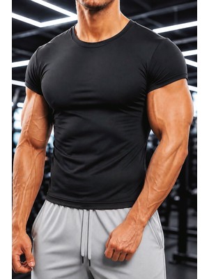 Sapeur Erkek Premium Slim Fit Katlamalı Kollu Günlük & Spor Tişört - Ultra Esnek ve Nefes Alan