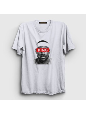 Presmono Unisex Beyaz King LeBron James Basketbol T-Shirt