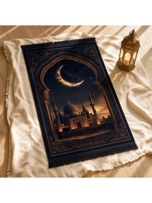 Belirtilmemiş iyico Hilal Cami Manzaralı 3D Seccade | Dijital Baskılı Namaz Halısı