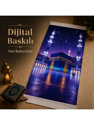 Belirtilmemiş iyico Yıldızlı Kâbe Manzaralı 3D Seccade | Dijital Baskılı Namaz Halısı