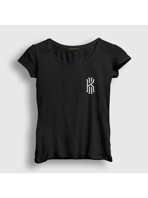 Presmono Kadın Siyah Logo Kyrie Irving Basketbol T-Shirt